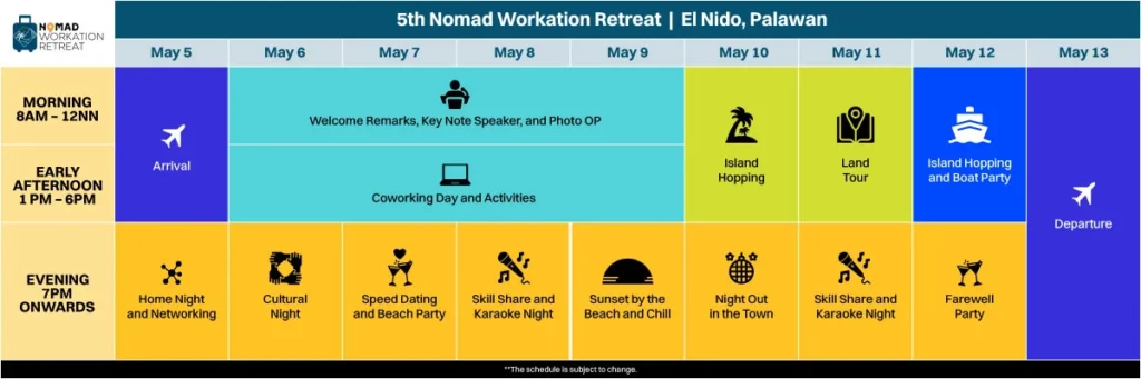 nomads workation retreat table schedule 20231222