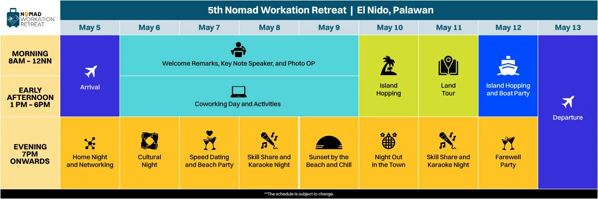nomads workation retreat table schedule 20231222
